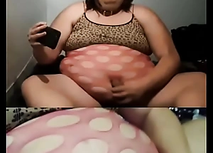 Huge obese sissy fucks belly button with regard to copulation toy