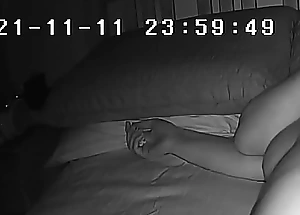 Wife's bedtime familiar enmeshed out of reach of spycam (she usually masturbates)