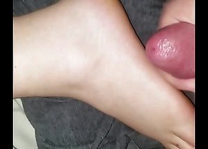 Cum on asleep wife's foot