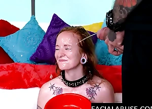 Sassy redhead throated and pissed on