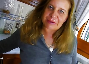 Fucking an elderly fat ugly whore in the kitchen