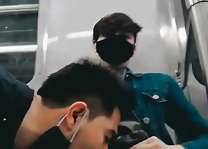 Shy boy agrees to record herself with me while I jerk him off and suck him on the subway