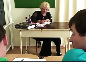Old blonde granny teach boys legal age teenager