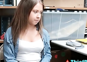 Nervous teen thief brooke bliss bangs security guard down steer clear of jail