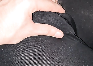 Touching the brush pussy in Nike Pro leggings