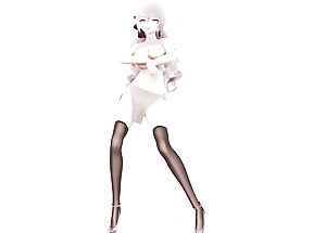 Down in the mouth Girl In Stockings Dancing + Throws Clothes (3D HENTAI)