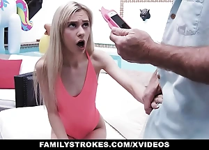 Familystrokes - blonde teen gets caught by grandpa and sucks his dick