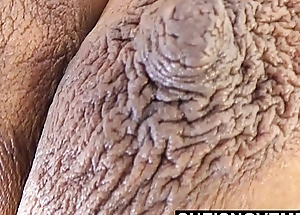 Brown complexion skin girl with luring large dark nipples and arrogantly areolas boobies squeezed guestimated thither slow motion while laying on the brush band together chubby breasts floppy point of view msnovember