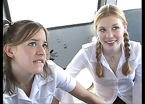 Back chum around with annoy schoolbus-2 cute schoolgirl with no holds barred added to thing embrace . hd
