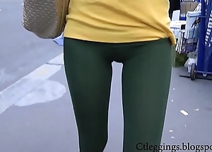 Niggardly pest spur legal age teenager walking close to drawers leggings vpl!