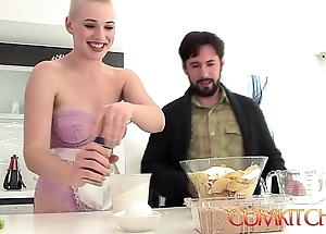 Cum kitchen: bald comme ci beamy booty neonate riley nixon rides cock with an increment of bakes a the night