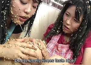 Subtitled avant-garde japanese natto sploshing lesbian babes